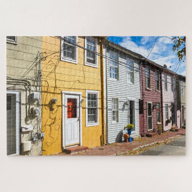 Row of Old Colourful Wooden Houses Jigsaw Puzzle (Horizontal)