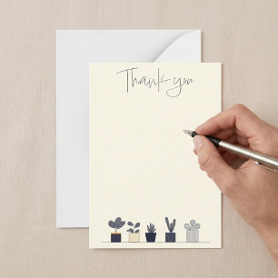 Row of potted house plant modern thank you card