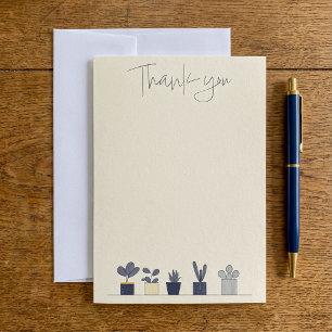 Row of potted house plant modern thank you card