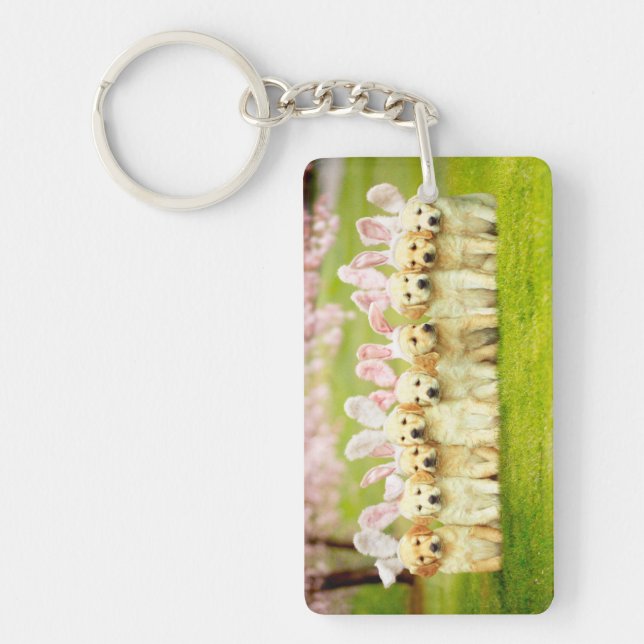 Row of Puppy Bunnies Key Ring (Front)