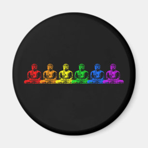Row of Rainbow Buddhas Magnet