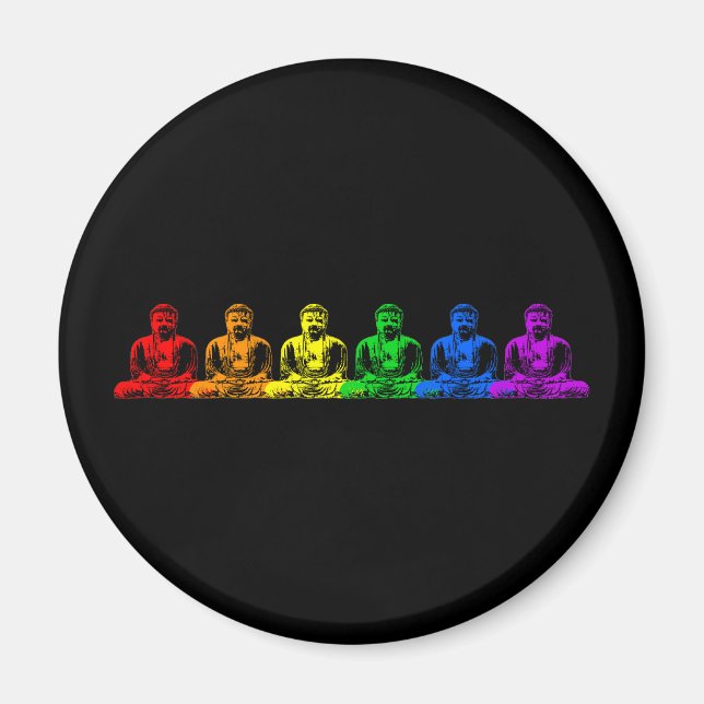 Row of Rainbow Buddhas Magnet (Front)