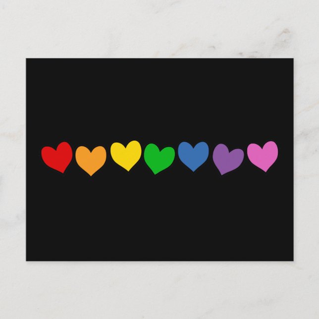 Row of Rainbow Hearts Postcard (Front)