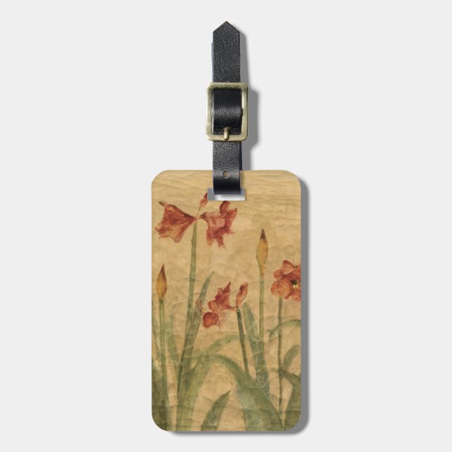 Row of Red Amaryllis Luggage Tag (Front Vertical)
