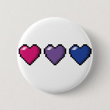 Row of Three Bisexual Pride Flag Pixel Hearts
