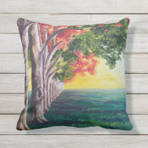 Row of Trees Outdoor Pillow
