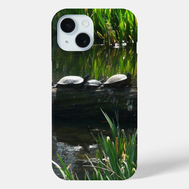 Row of Turtles Green Nature Photo Case-Mate iPhone Case (Back)