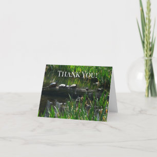 Row of Turtles Green Nature Photo Thank You Card