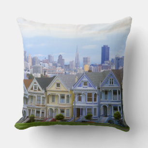 Row of Victorian Homes Cushion