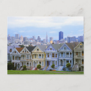 Row of Victorian Homes Postcard
