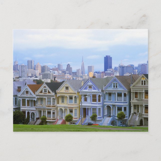 Row of Victorian Homes Postcard (Front)