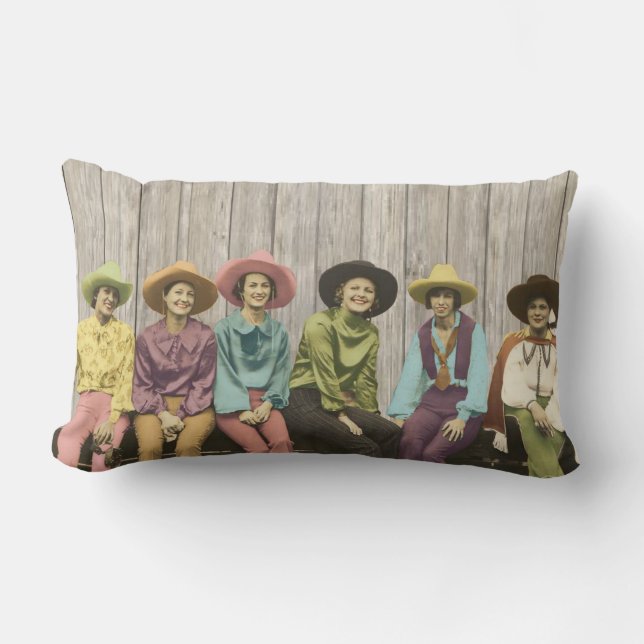 Row of Vintage Western Cowgirls pillow (Front)