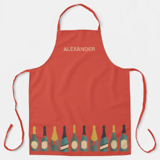 Row of Wine Bottles Personalise Apron