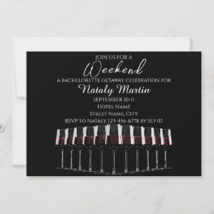 Row of wine glasses with red wine on black. invitation
