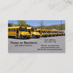 row of yellow school buses business card