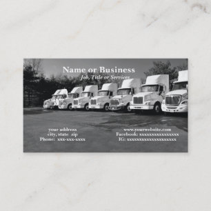 row or fleet of large trucks business card