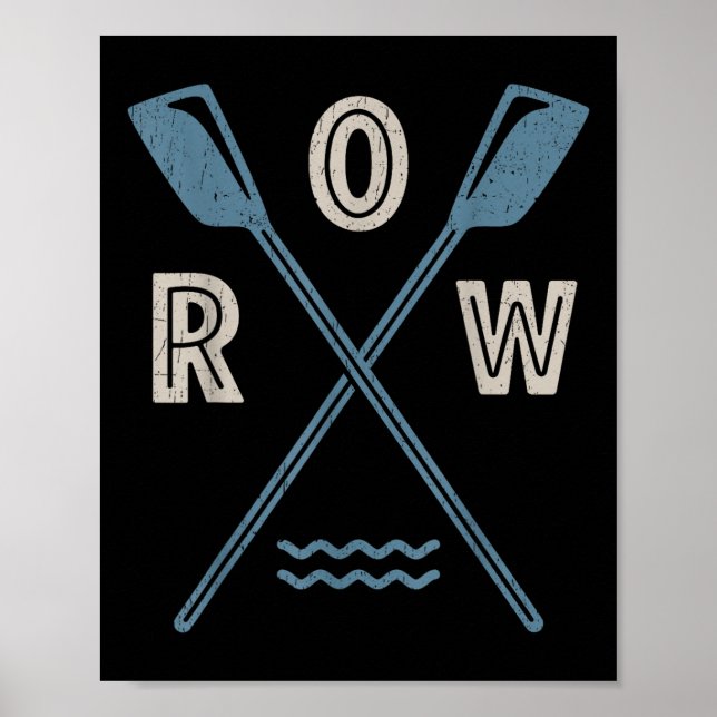Row Rowing Crew Coxswain Rower Retro Boat Paddle S Poster (Front)