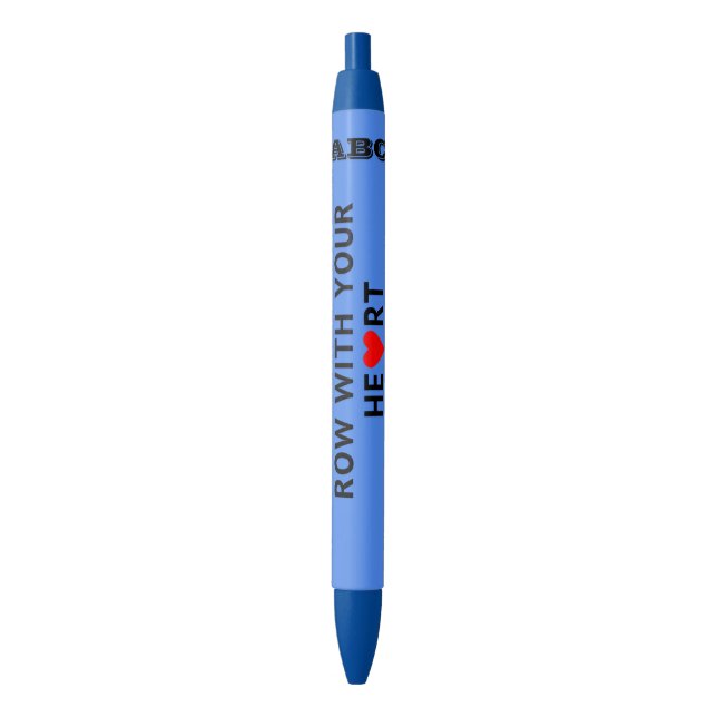 Row with your heart custom initials blue ink pen (Front Vertical)