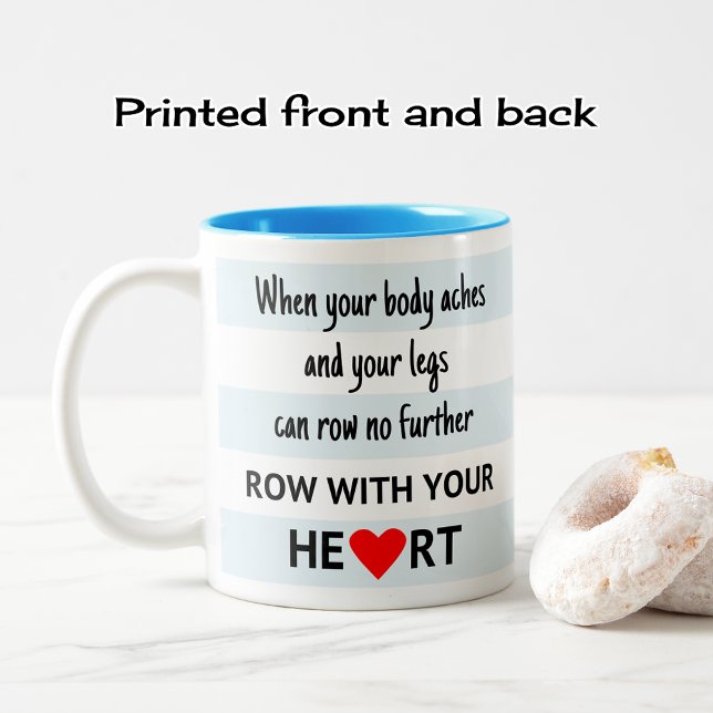 Row with your heart stripes crew Two-Tone coffee mug (Showing Two-tone mug in light blue)