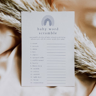 ROWAN Boy Rainbow Baby Shower Word Scramble Game Invitation