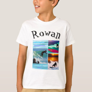 Rowan Name With Surfing Chimpanzees, T-Shirt