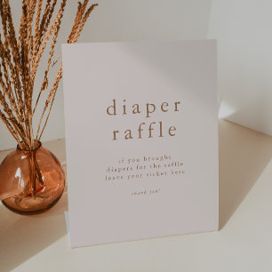 ROWAN Pink Gold Simple Baby Shower Diaper Raffle Pedestal Sign