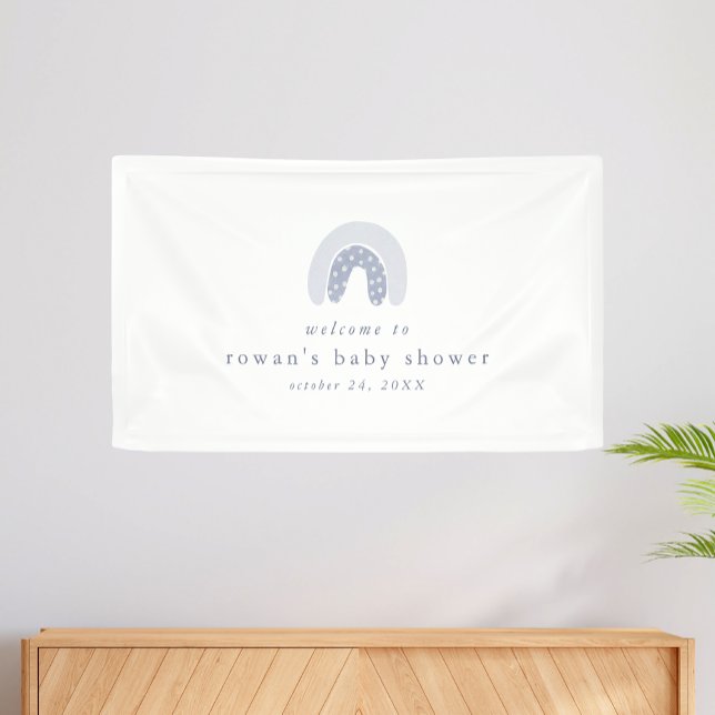 ROWAN Summer Boy Blue Boho Rainbow Baby Shower Banner (ROWAN Summer Boy Blue Boho Rainbow Baby Shower Banner)