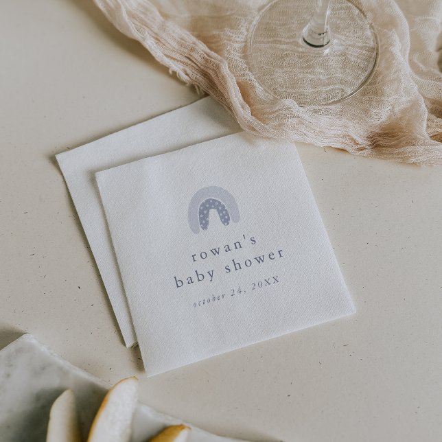 ROWAN Summer Boy Blue Boho Rainbow Baby Shower Napkin (ROWAN Summer Boy Blue Boho Rainbow Baby Shower Napkins)