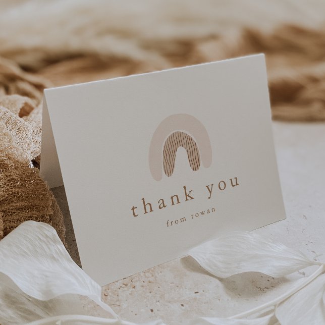 ROWAN Summer Girl Pink Boho Rainbow Baby Shower Thank You Card (ROWAN Summer Girl Pink Boho Rainbow Baby Shower Thank You Card)