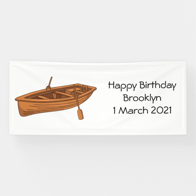Rowboat cartoon illustration banner (Horizontal)