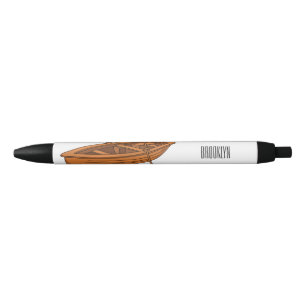 Rowboat cartoon illustration black ink pen