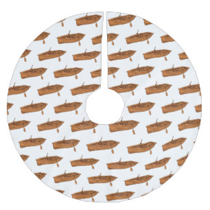 Rowboat cartoon illustration  brushed polyester tree skirt