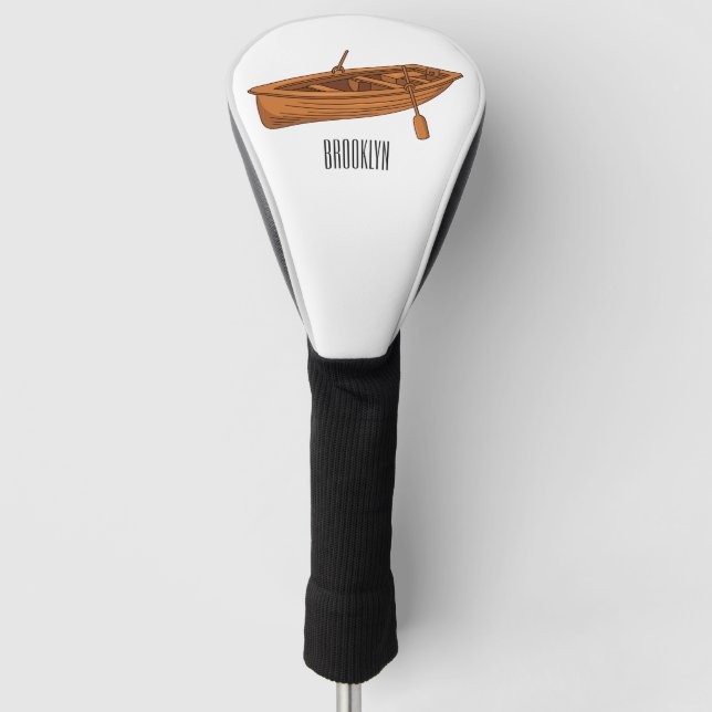 Rowboat cartoon illustration golf head cover (Front)