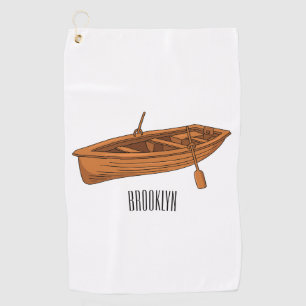 Rowboat cartoon illustration golf towel