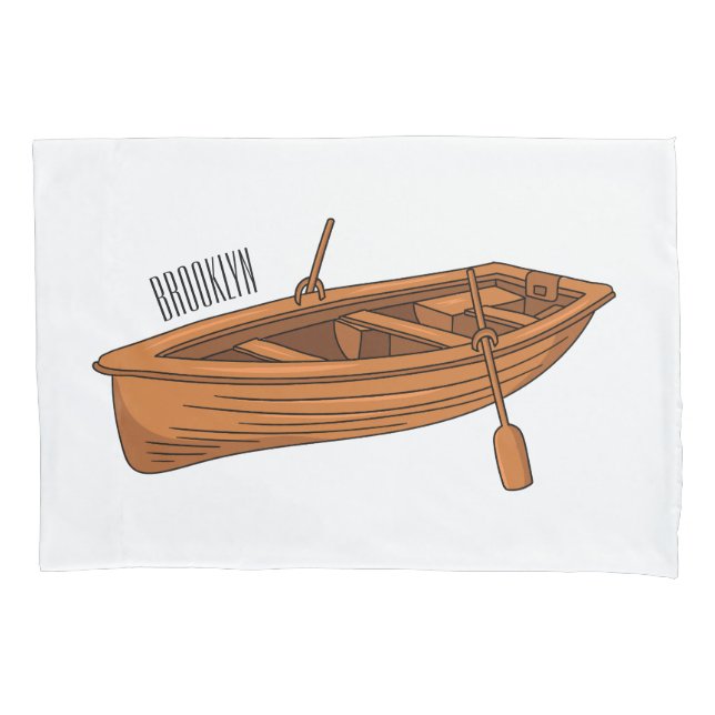 Rowboat cartoon illustration pillowcase (Front)