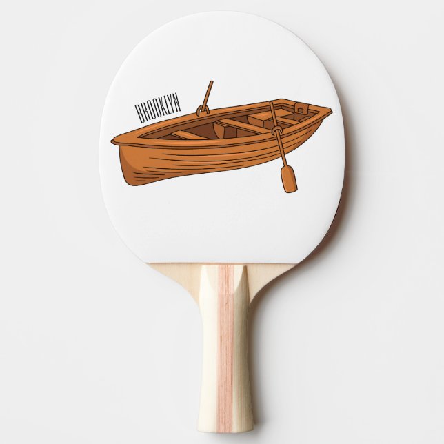 Rowboat cartoon illustration ping pong paddle (Front)