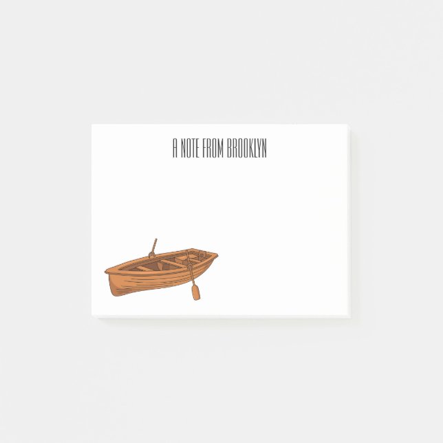 Rowboat cartoon illustration post-it notes (Front)