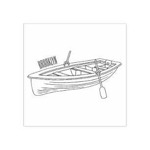 Rowboat cartoon illustration rubber stamp