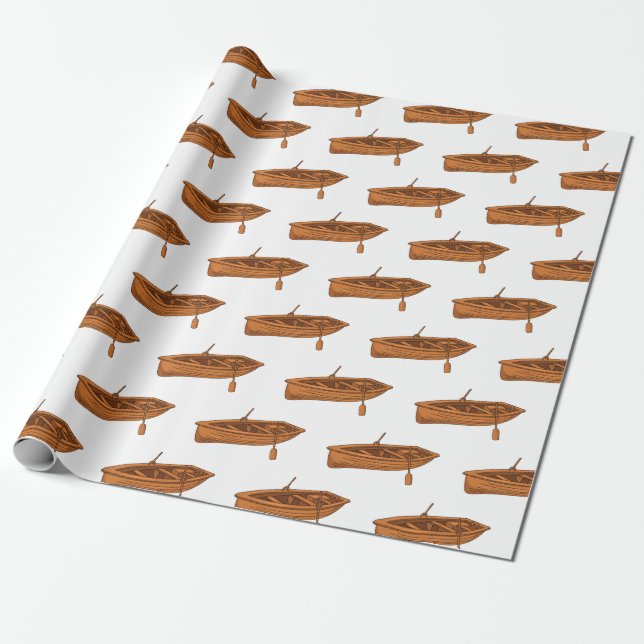 Rowboat cartoon illustration wrapping paper (Unrolled)