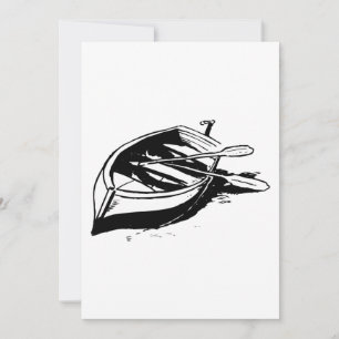 Rowboat Illustration Nautical Black and White Invitation