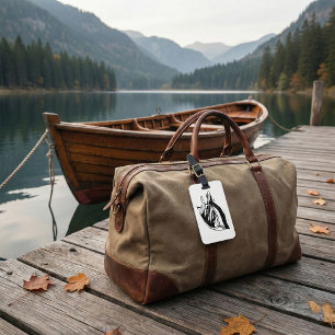 Rowboat Illustration Nautical Black and White Luggage Tag