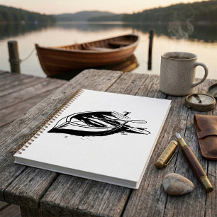 Rowboat Illustration Nautical Black and White Planner