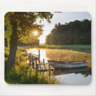 Rowboat Moored at Lake Mouse Pad