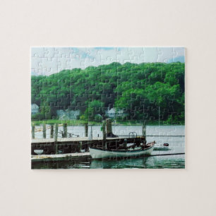 Rowboat Tied To Dock Jigsaw Puzzle