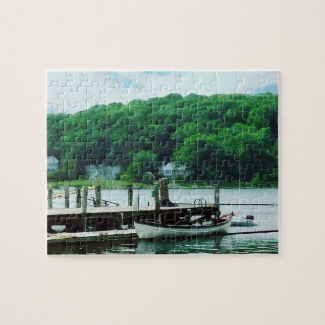 Rowboat Tied To Dock Jigsaw Puzzle (Horizontal)