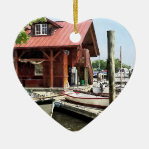 Rowboats by Founders Park Alexandria VA Ceramic Tree Decoration