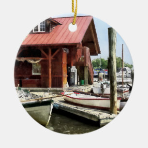 Rowboats by Founders Park Alexandria VA Ceramic Tree Decoration