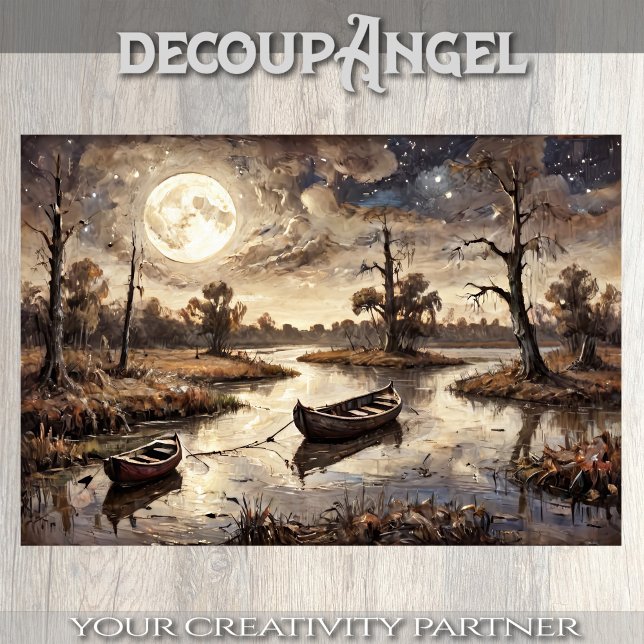 Rowboats in Autumn Landscape - Decoupage - Tissue Paper (Creator Uploaded)