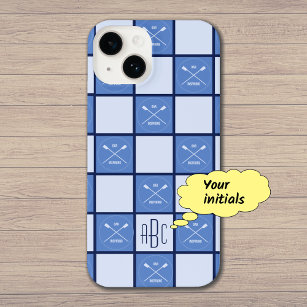 Rowers crossed oars initials blue iPhone 14 case