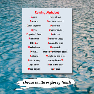 Rowing A to Z fun alphabet motivational Postcard